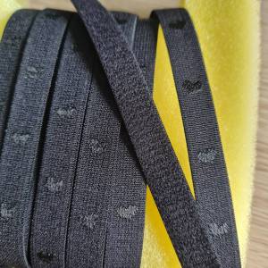 ยางสายบ่า ยางยืดลายหัวใจสีดำ ยางยืดสปริงดี สเปคไนลอน ยางสเปนเดกซ์ ขนาด 10 มม. แพคละ 10 หลา ยางยืดสายบ่า สายยกทรง สายเสื้อชั้นใน สินค้าDIY