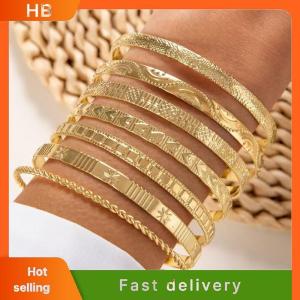 HB 7Pcs Set Fashion Elegant Rhombus Heart Twist Design Smooth Bracelets Set For Women Jewelry Accessries Gift