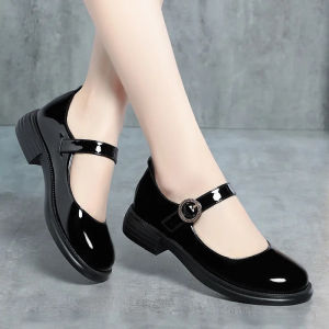 New Spring Summer Fashion Women Shoes Elegant Shallow Mouth Round Toe Square Heel Casual Comfortable Soft Sole British Style