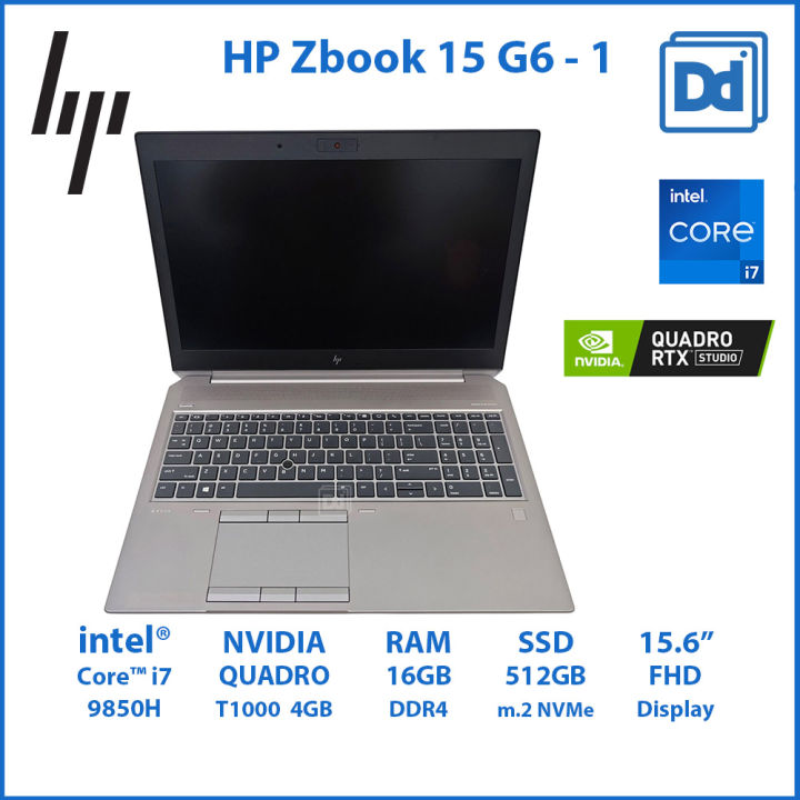 โน๊ตบุ๊คทำงาน HP Zbook 15 G6 intel i7-9850H NVIDIA Quadro T1000 4GB RAM 16GB NVMe SSD 512GB Workstation USED