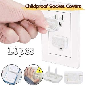 10Pcs Outlet Covers with Hidden Pull Handle Baby Proofing Plug 2/3-Prong Child Safety Anti-electric