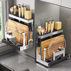 LUMIYA Đa chức năng Giá để đồ nhà bếp Loại bàn Treo tường Kệ tổ chức nhà bếp Tiết kiệm không gian Giá đỡ thớt Sử dụng trong bếp