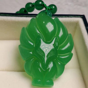 (Give rope) Original chalcedony nine tailed fox necklace for women Healing men necklace Crystal Gemstone Necklaces Pendant Protection Amulet Necklace for women