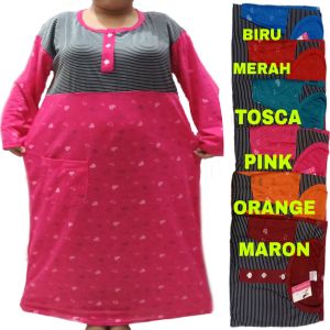 baju tidur daster wanita dewasa model gamis super jumbo bb max 87kg bahan kaos serian tua panjang
