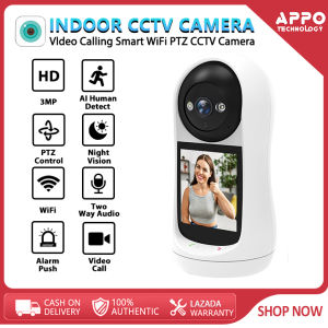 ICSEE V5 Video Calling Smart CCTV Camera 3MP PTZ Wifi with 2.8 Inch IPS Screen Baby Cry Sound Detection Baby Monitor Home Security IP Camera
