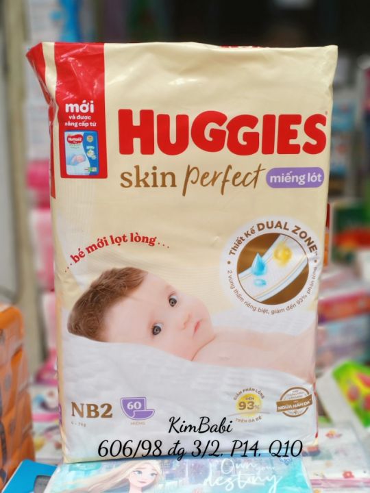 Miếng lót sơ sinh Huggies NB2 60 miếng mẫu mới (4-7kg)