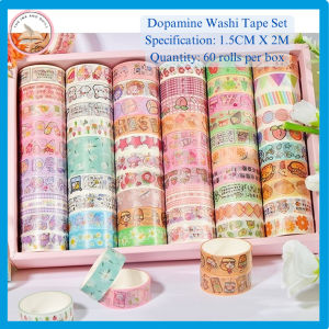 [SG] 60 Rolls Washi Tape Gift Box Ancient Style Cute Character Material Stickers Gift Set for Beginners
