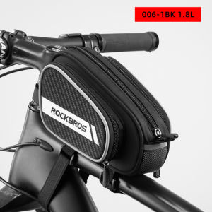 ROCKBROS Bike Top Tube Bag Reflective Strip Scalable Big Capacity MTB Bicycle Saddle Bag Bike Front Bag 1.8L Bike Accessories