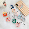 CrashStar Cartoon Cute Mobile Finger Ring Lanyard Creative Personality Silicone Phone Chain Pendant Anti-lost Hanging Rope INS Fashion Top Seller. 