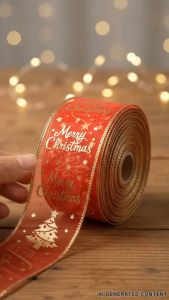 2M/Roll Christmas Christmas Gift Packaging Print Ribbon Christmas Tree Garland Ornament DIY Gift