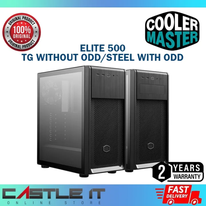 Cooler Master Elite 500 Tempered Glass Mid Tower Case fits ATX With / Without ODD Casing Chassis