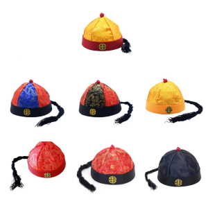 Traditional QingDynasty Chinese Hat for Adults Children ChineseEmperor Hat TangSuit Costume Hat Funny Photography Cap