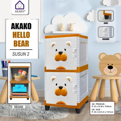 LEMARI PLASTIK AKAKO HELLO BEAR ICE BEAR 2 SUSUN 3 SUSUN 4 SUSUN 5 SUSUN