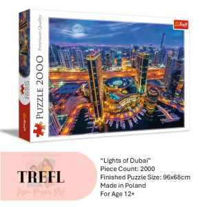 Trefl 2000 piece Jigsaw Puzzle - Lights of Dubai | 96x68cm | Made in Poland | For Age 12+ | Stunning Night Cityscape with Skyscrapers Marina Waterfront Golden Highway Lights and Moonlit Skyline Premium Puzzle