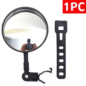 2PCS Motorcycle Strap Rearview Mirror 360° Adjustable Extended Convex Wide Angle Handlebar Reflector Back Mirror Motorbike Bicycle Riding Equipment