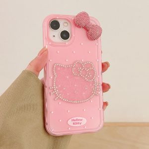 เคสโทรศัพท์มือถือเพชรดูแพงการ์ตูน Hello Kitty สำหรับ iPhone 16 Pro Max 15 Pro Max 14 Pro Max Max ฝาหลังโทรศัพท์สำหรับ iPhone 13 Pro Max กรอบด้านหลัง