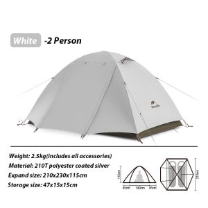 Naturehike 2-3 People Ultra Light Hiking Tent Outdoor Lightweight Camping Rainproof coated with silver Sunscreen