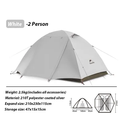Naturehike 2-3 People Ultra Light Hiking Tent Outdoor Lightweight Camping Rainproof coated with silver Sunscreen