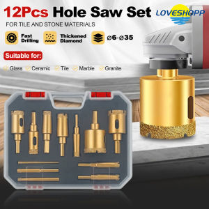 12PCS Marble Tile Hole Saw Brazed Diamond Drilling Core Bit Ceramic Hole Saw Granite Marble Porcelain Brick Drill Bit Tools