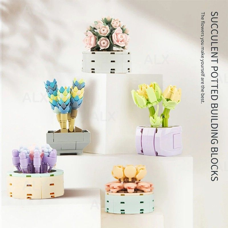 Mini Succulent Bonsai Building Blocks Flower Brick Model Toy_voghion.com