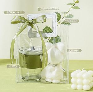 Creative Glass Cup Gift Set with Drinking Cup Bear Towel Plant – Corporate Birthday Customised Gift