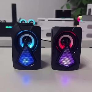 ทิวทัศน์คลื่น X2 ลำโพงคอมพิวเตอร์ขนาดเล็ก USB ลำโพงขนาดเล็กแบบมีสายสำหรับเดสก์ท็อป ซับวูฟเฟอร์ กล่องเสียง RGB แตรโคมไฟหลากสี