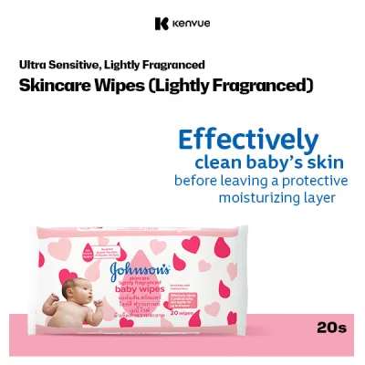 Johnsons Baby Skincare Lightly Fragrance Wipes 20s