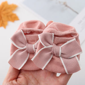 Breathable Soft Cotton Newborn Socks Bow Princess Baby Girl Rubber Sole Non-Slip Socks Baby Toddler Socks