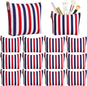 12 Pcs American Flag Makeup Bags Patriotic Gift PurseClassic Style