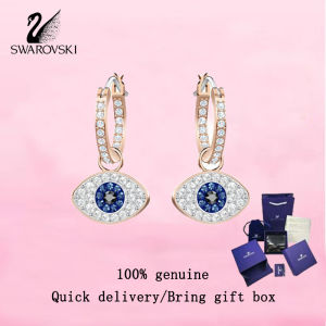 💎 Swarovski 💎 Womens fashion earrings Rose Gold Multicolor Crystal Gemstone 5425857 pairs of evil eye ring pierced earrings Valentines Day gift Birthday gift