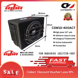 Professional 10 inches Category 7 Car Audio Active Subwoofer with Class D Mono Amplifier 400wrms Original Category 7 Active Car Subwoofer