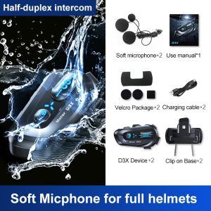 Local D3X a 600-meter range half-duplex intercom headset for motorcycle helmets Bluetooth 5.4 waterproof can share music and activate voice assistant.