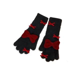 Găng tay thời trang cho phụ nữ với nhung trang trí nơ ấm áp thoải mái màn hình cảm ứng ngón tay thiết kế lỗ handwear