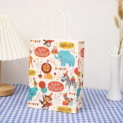 10PCS Set Paper Bag Kids Birthday Goodie Bag Party Gift Bag Kraft Paper Bag Teachers Day Children Day Gift Bag