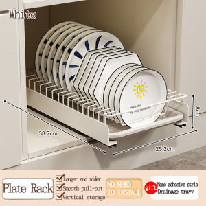 in hom Slide-Out Dish Drying Storage Kitchen Dish Rack  Pullout Basket Dish Rack Drainer Tray Plate Drying Organizer