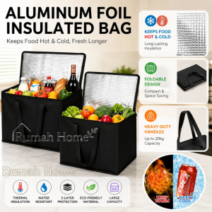 SG RumahHome® Large Insulated Grocery Bags Soft Cooler Bag with Zipper Collapsible Multi-Purpose Insulated Tote Spacious for Camping Beach or Trips