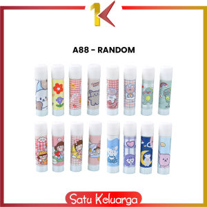 SK-A88 Lem Glue Stick Karakter Lucu Lem Stik Batang Putar Perlengkapan Sekolah Kantor / Lem Kertas