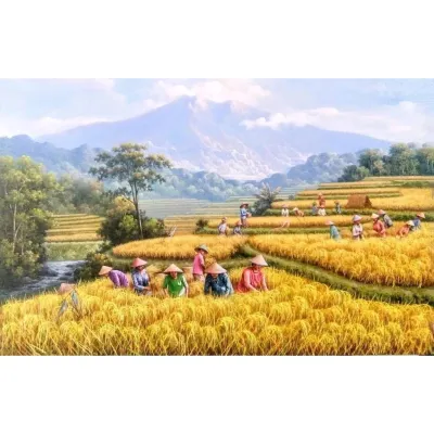 Harvest wheat field 5D diamond painting full diamond pastoral landscape mosaic embroidery kit