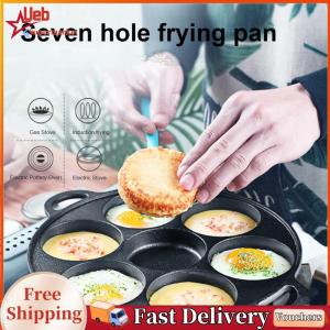 7 Hole Frying Pot Cast Iron Non-Stick Breakfast Maker Cookware Stuffed Pancake Pan Household Kitchen Restaurant Cookware