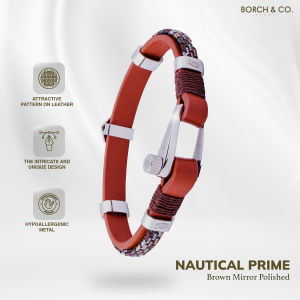 BORCH&CO. Gelang Kulit Pria Leather Bracelet - Nautical Prime Brown
