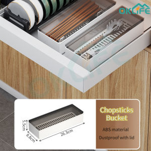 [OKLIFE.SG]Kitchen drawer style pull basket/ cabinet double layer bowl and dish cabinet/Under sink pull-out bowl Shelf
