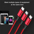【3 In 1】Fast Charger Cable Charge Cord Nylon USB Charging Wire for Samsung Xiaomi Huawei Iphone Etc. 