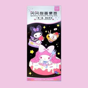 Sanrio Graffiti Scratching Book Kawaii My Melody Kuromi Colorful Handdrawn Childrens Fun Art Childrens DIY Art Craft Birthday Gift
