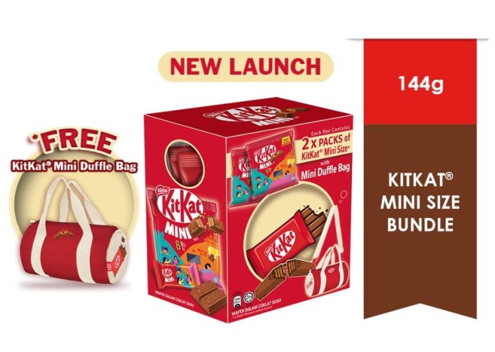 NEW! KitKat 2 x Packs Kitkat Saiz Mini (8pcs/pack) FREE KITKAT Duffle