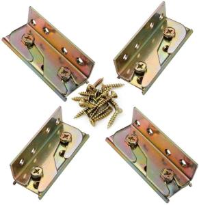 4Sets Bed Rail Brackets Bed Frame Connectors Support Self Lock Hinges With Screws Heavy Duty Non-Mortise