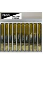 TENN B+BTEC Chemical Capsule Anchor HAC12 HAC 16 HAC 20 HAC 24. HAC hammer-in anchors like Hilti Rawl Plug Fischer equivalent epoxy anchoring. For installation of rebar. Sold in a box of 10 capsules as pictured