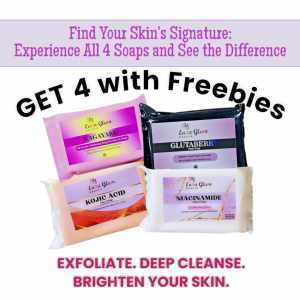 4 Pack Frenzy - Niacinamide Kojic Acid Kagayaku & Glutaberry Soap Bundle Skin Whitening Brightening Soap Anti-Aging Anti-acne  Non-Toxic