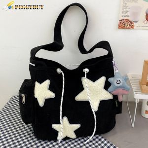 Large Capacity Women Cross Body Bag Stylish Casual Satchel for Teens and Students in Soft Corduroy Fabric