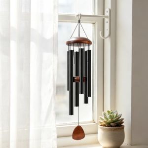Wind Chime Aluminum Tubes Wooden Pendant Rustic Hanging Decor Patio Porch Garden Yard Outdoor
