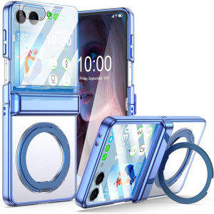 เคสใสสำหรับ Samsung Z Flip 7เข้ากันได้กับ MagSafeขาตั้งวงแหวนหมุน360 & ป้องกันปกป้องหน้าจอและบานพับชุบแข็งป้องกันโทรศัพท์กันกระแทกเคสสำหรับ Galaxy Z 7 Feเคสฝาพับ Z 6เคส Z Flip 5